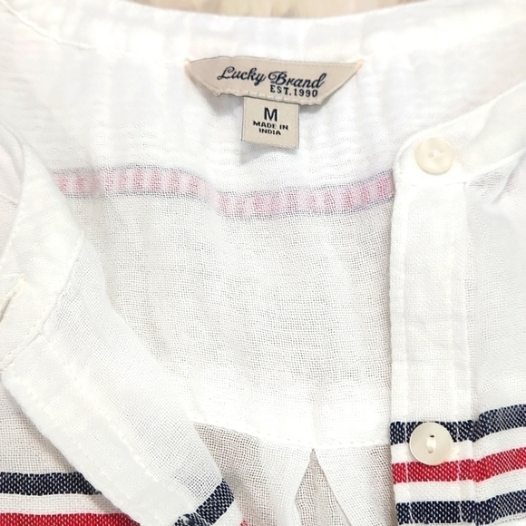 Lucky Brand White Striped Button Front Tanktop - Picture 2 of 4